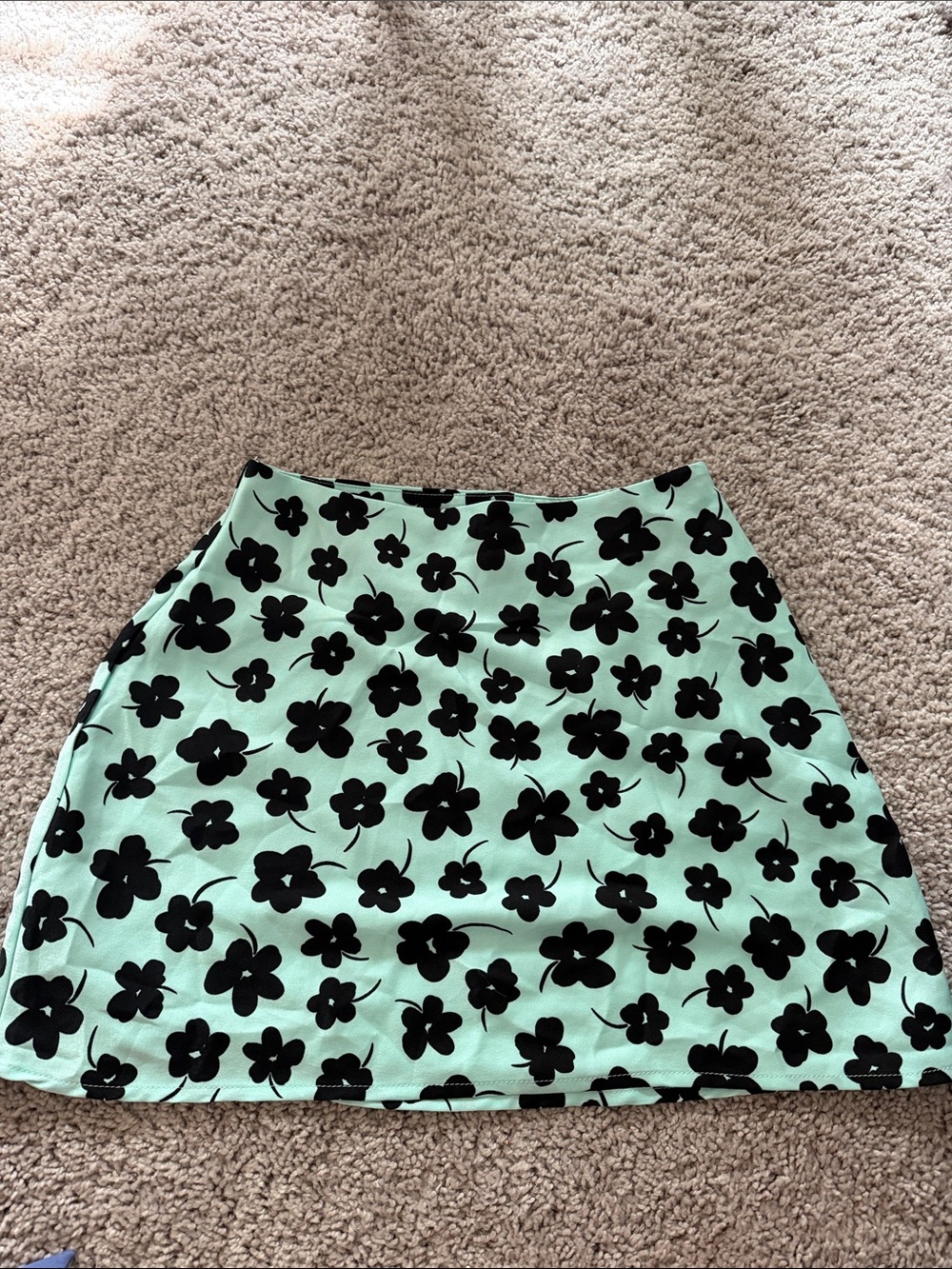 Cotton On Mint and Black Floral A-Line Skirt